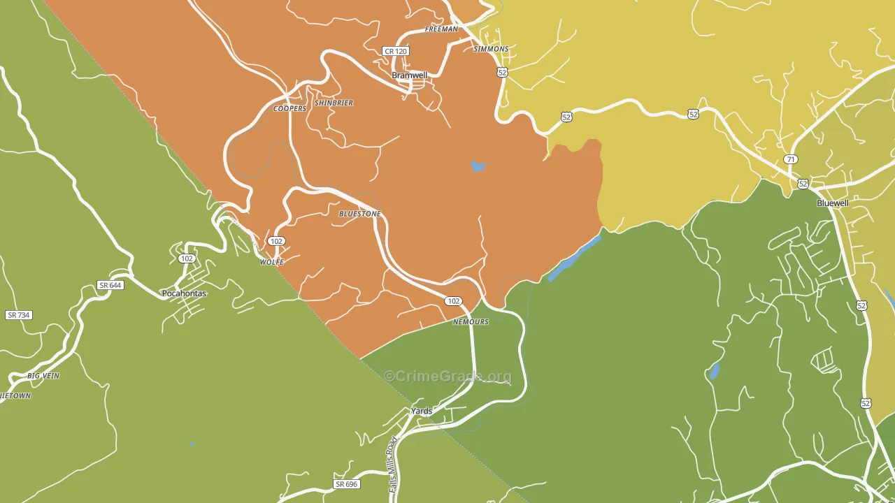 Nemours, WV Map of Theft Rates