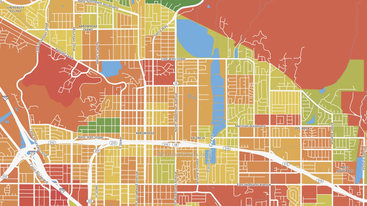 Nena, San Bernardino, CA Map of Theft Rates