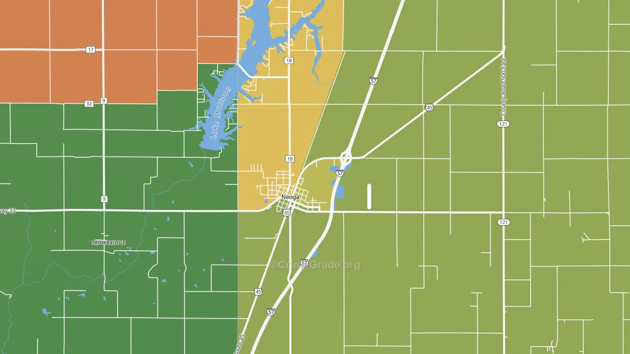 Neoga, IL Map of Theft Rates