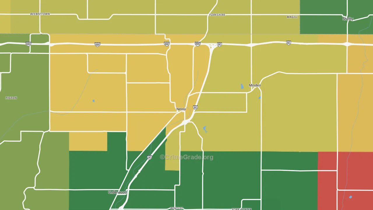 Neola, IA Map of Theft Rates