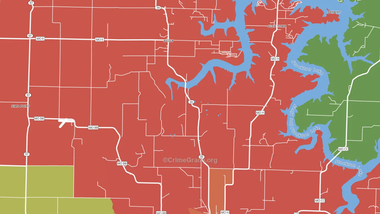 Neola, MO Map of Theft Rates