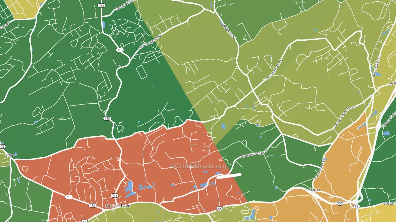 Neola, PA Map of Theft Rates