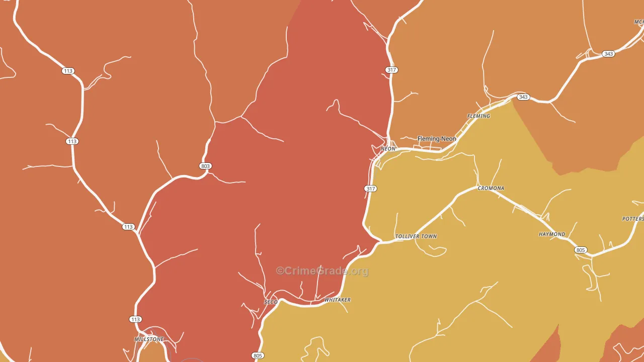 Neon, KY Map of Theft Rates