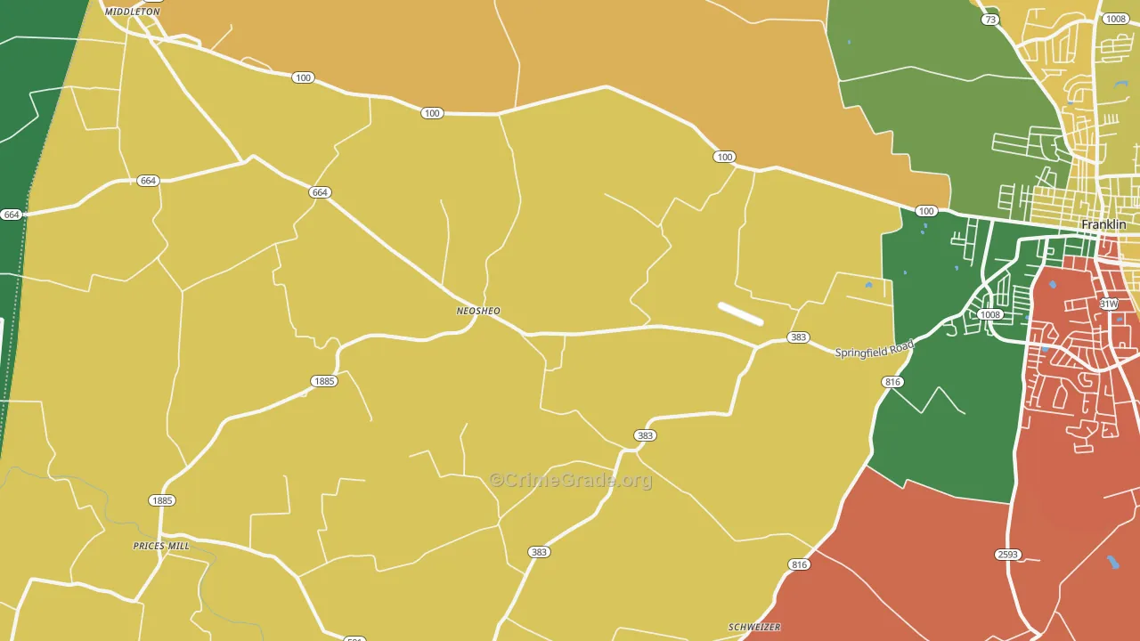 Neosheo, KY Map of Theft Rates