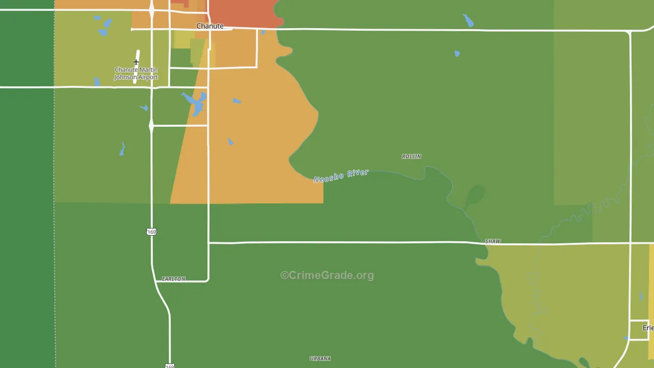 Neosho County, KS Map of Theft Rates