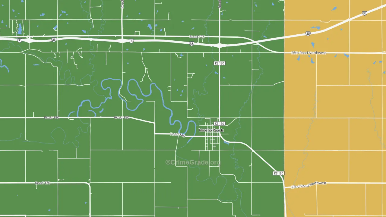 Neosho Rapids, KS Map of Theft Rates