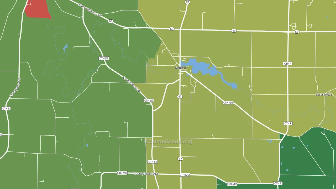Neosho, WI Map of Theft Rates