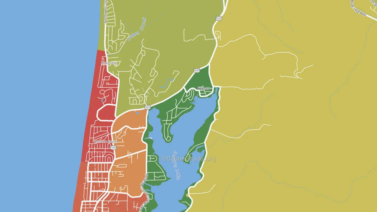 Neotsu, OR Map of Theft Rates