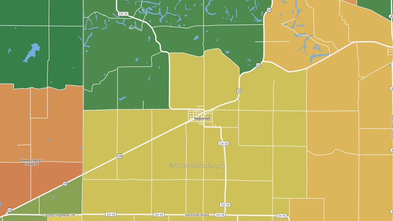 Neponset, IL Map of Theft Rates