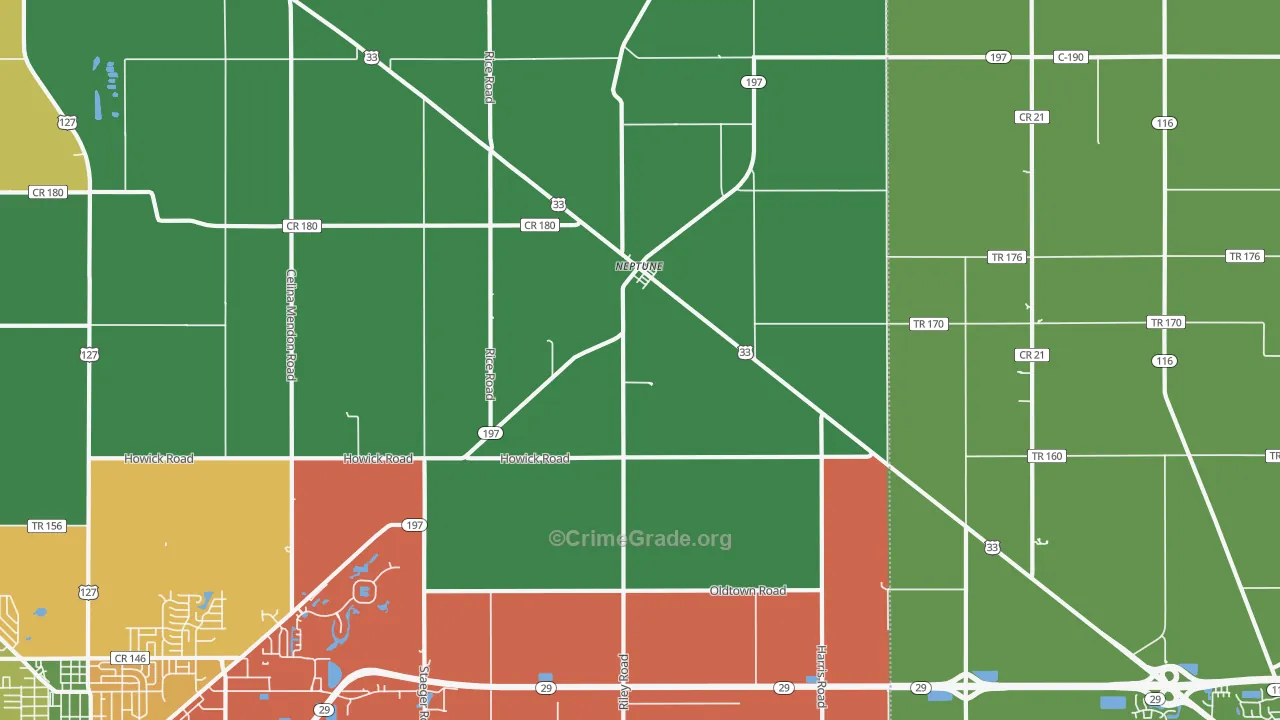 Neptune, OH Map of Theft Rates