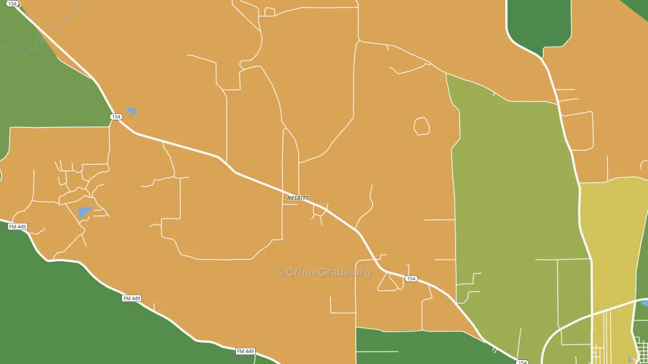 Nesbitt, TX Map of Theft Rates
