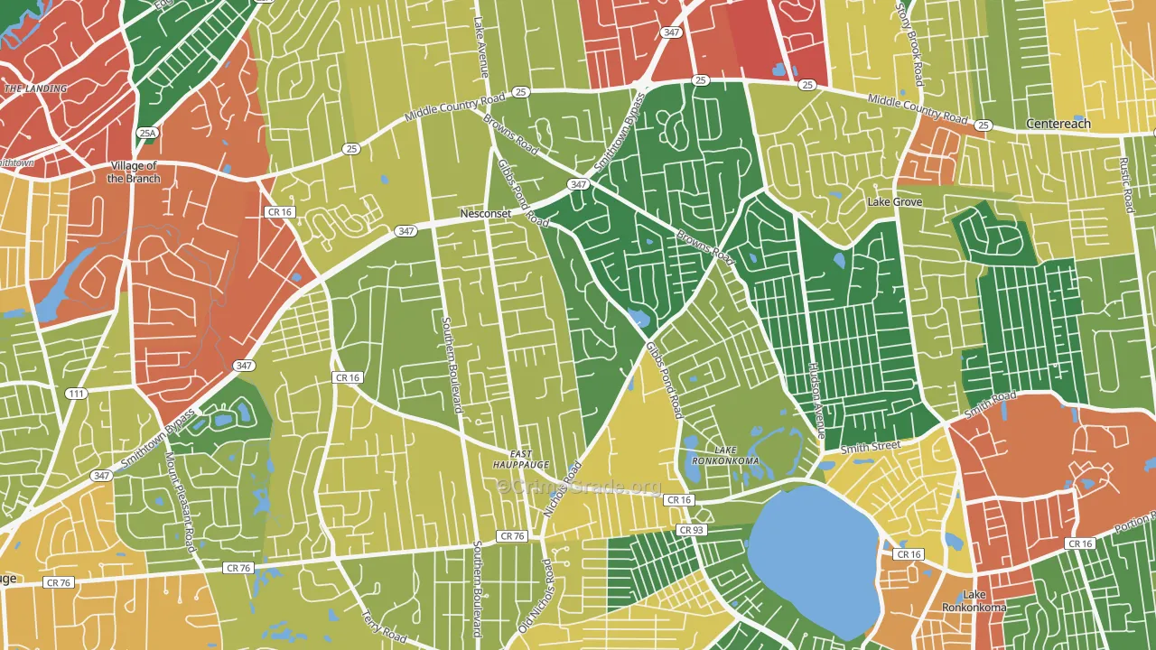 Nesconset, NY Map of Theft Rates