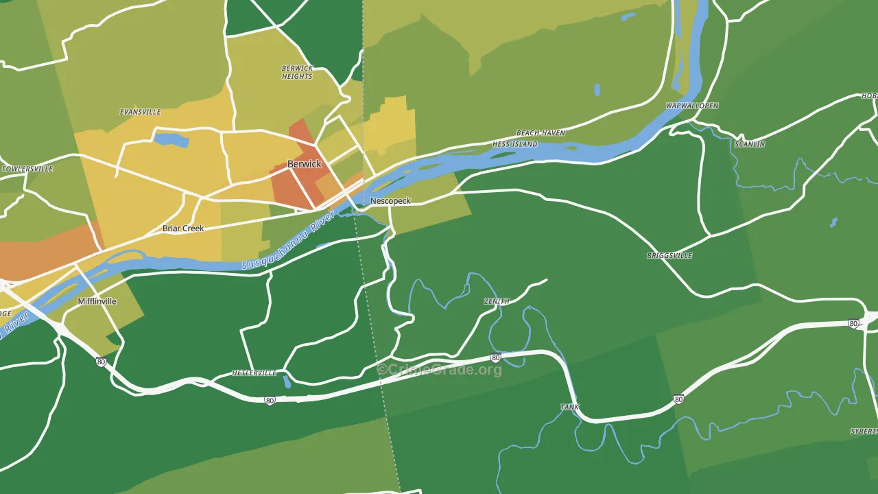 Nescopeck, PA Map of Theft Rates