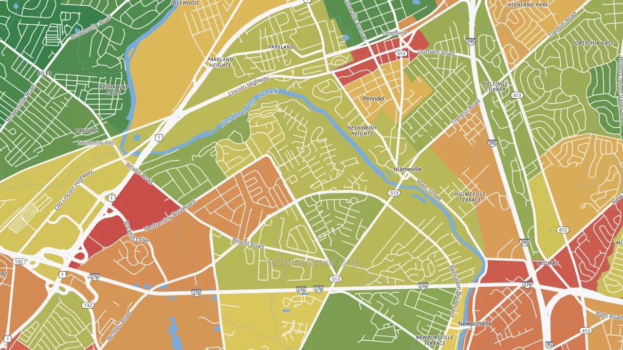 Neshaminy Valley, Bensalem, PA Map of Theft Rates