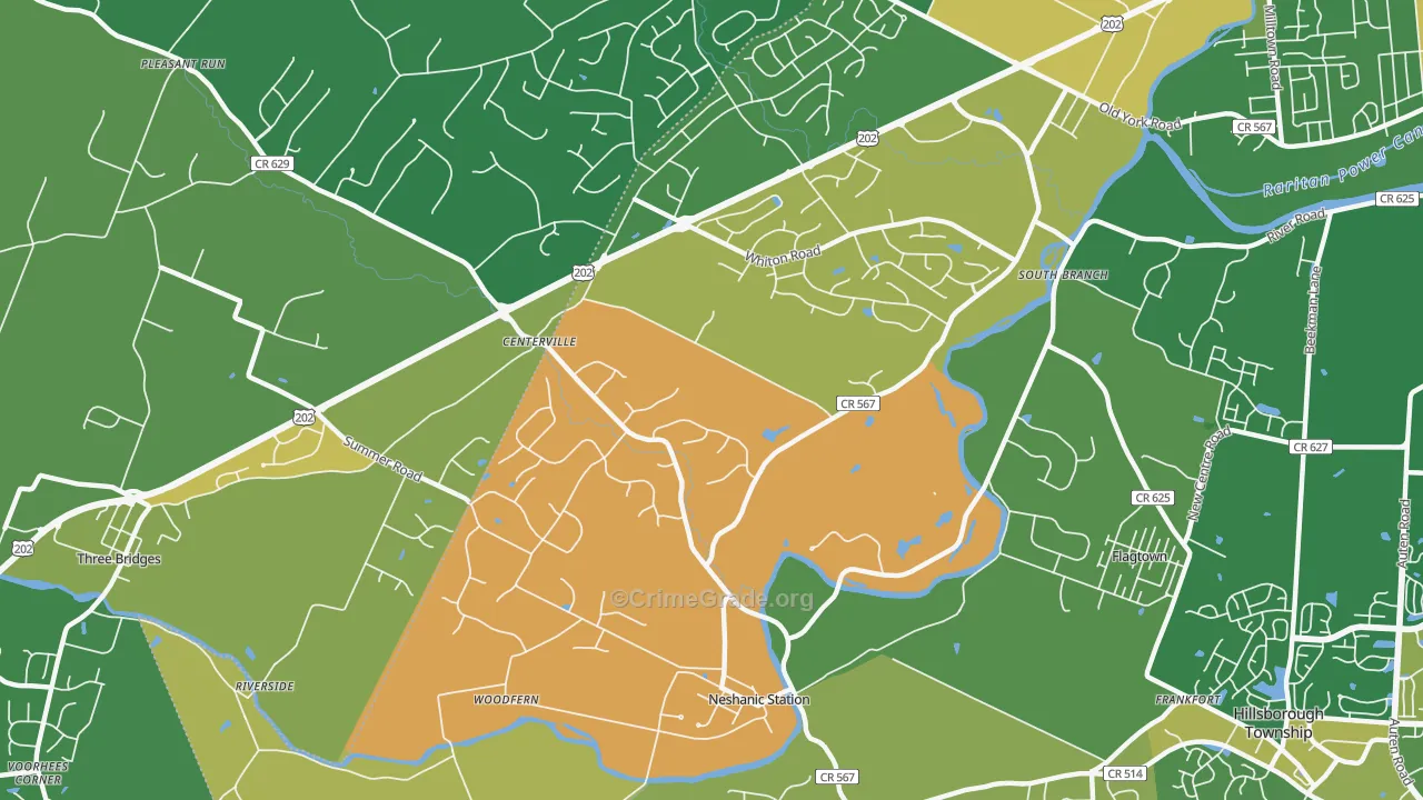 Neshanic Station, NJ Map of Theft Rates
