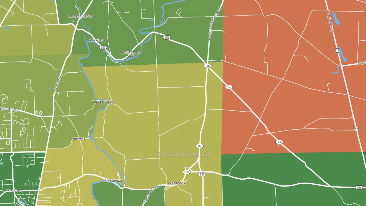 Neshannock Falls, PA Map of Theft Rates