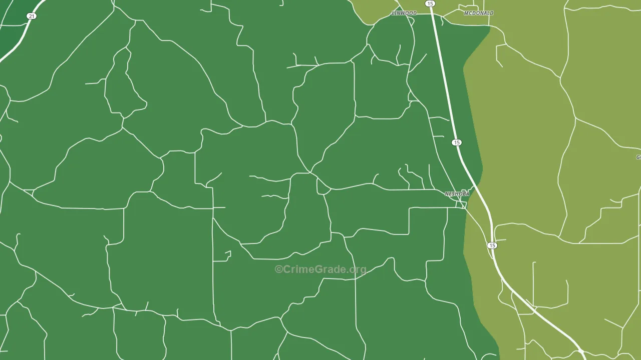 Neshoba, MS Map of Theft Rates