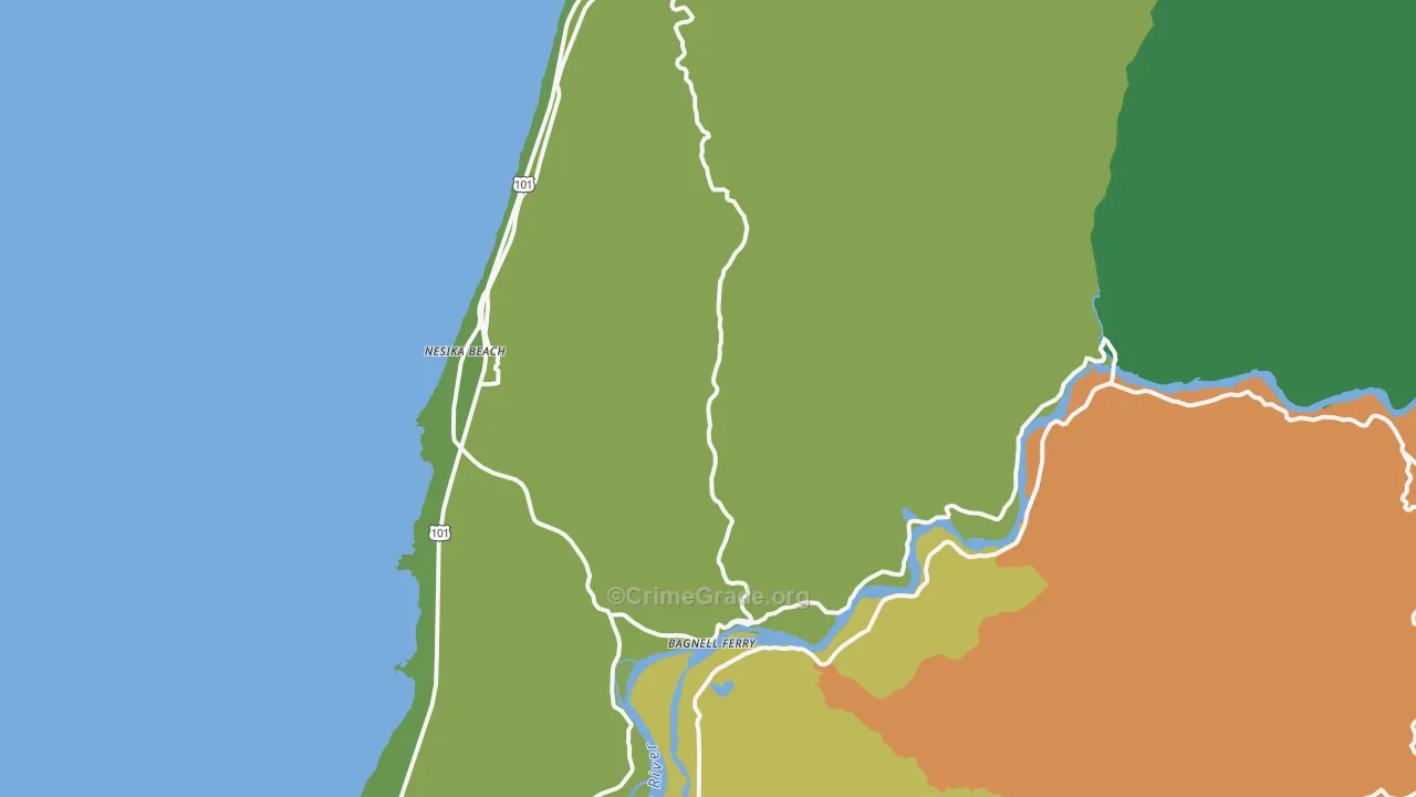 Nesika Beach, OR Map of Theft Rates
