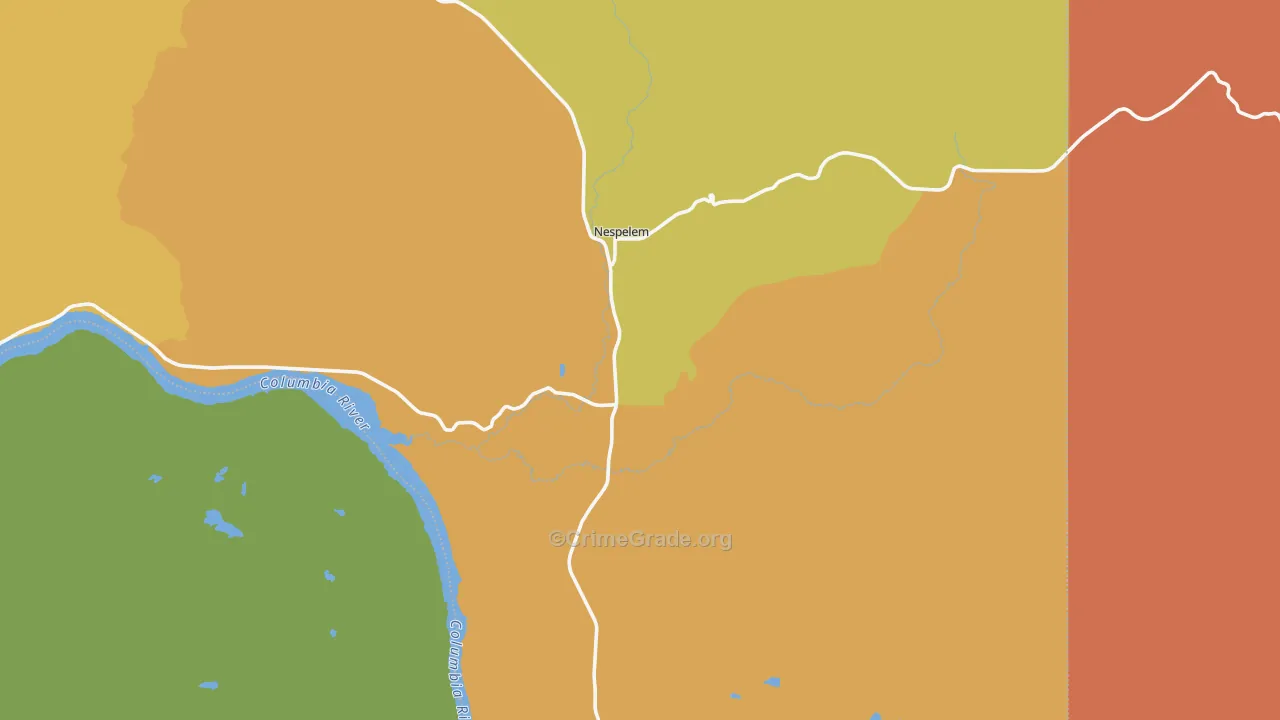 Nespelem, WA Map of Theft Rates