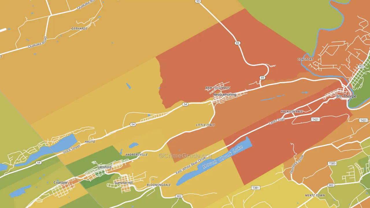 Nesquehoning, PA Map of Theft Rates