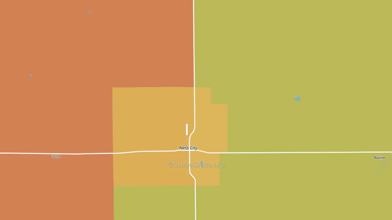 Ness County, KS Map of Theft Rates