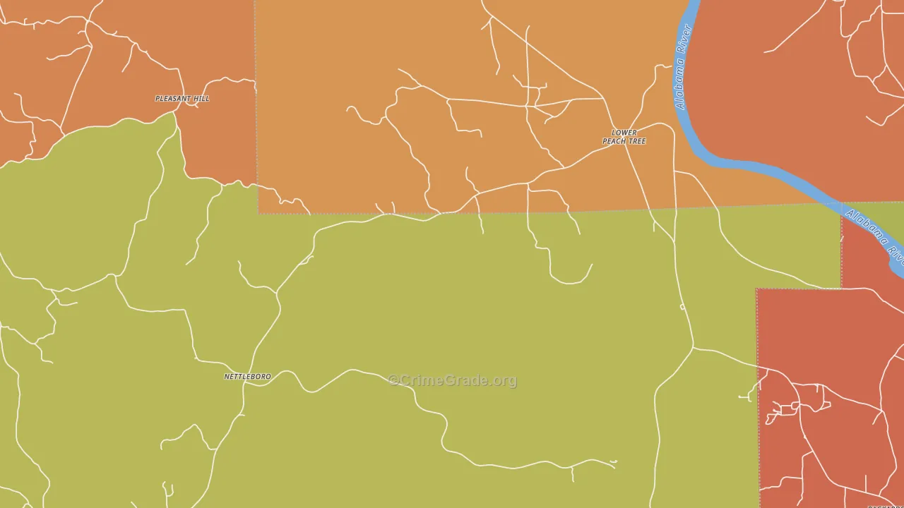 Nettleboro, AL Map of Theft Rates