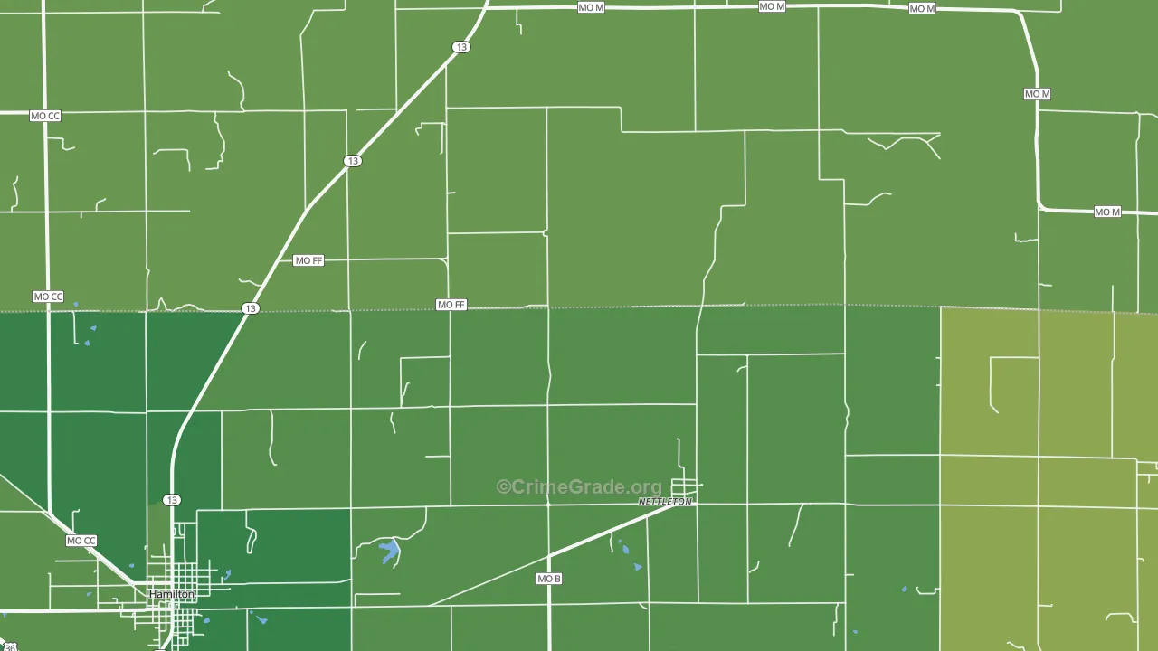 Nettleton, MO Map of Theft Rates
