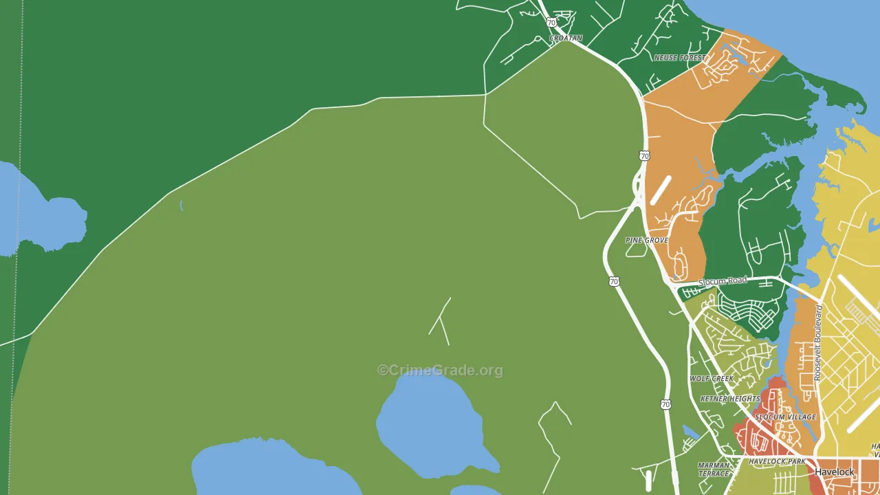 Neuse Forest, NC Map of Theft Rates