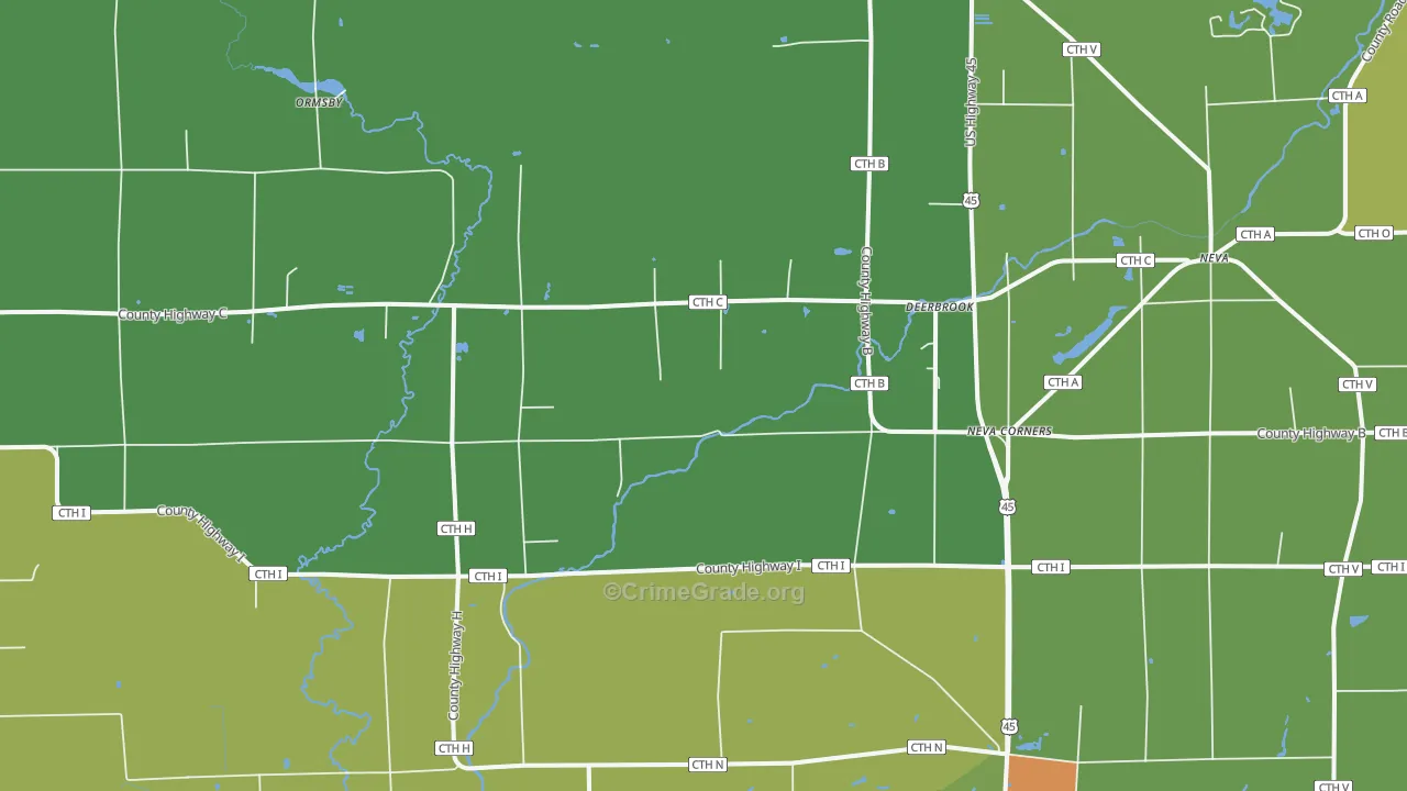 Neva Corners, WI Map of Theft Rates