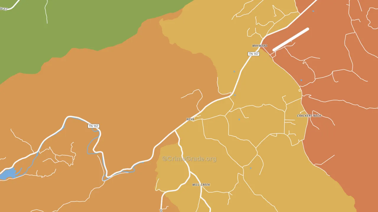 Neva, TN Map of Theft Rates