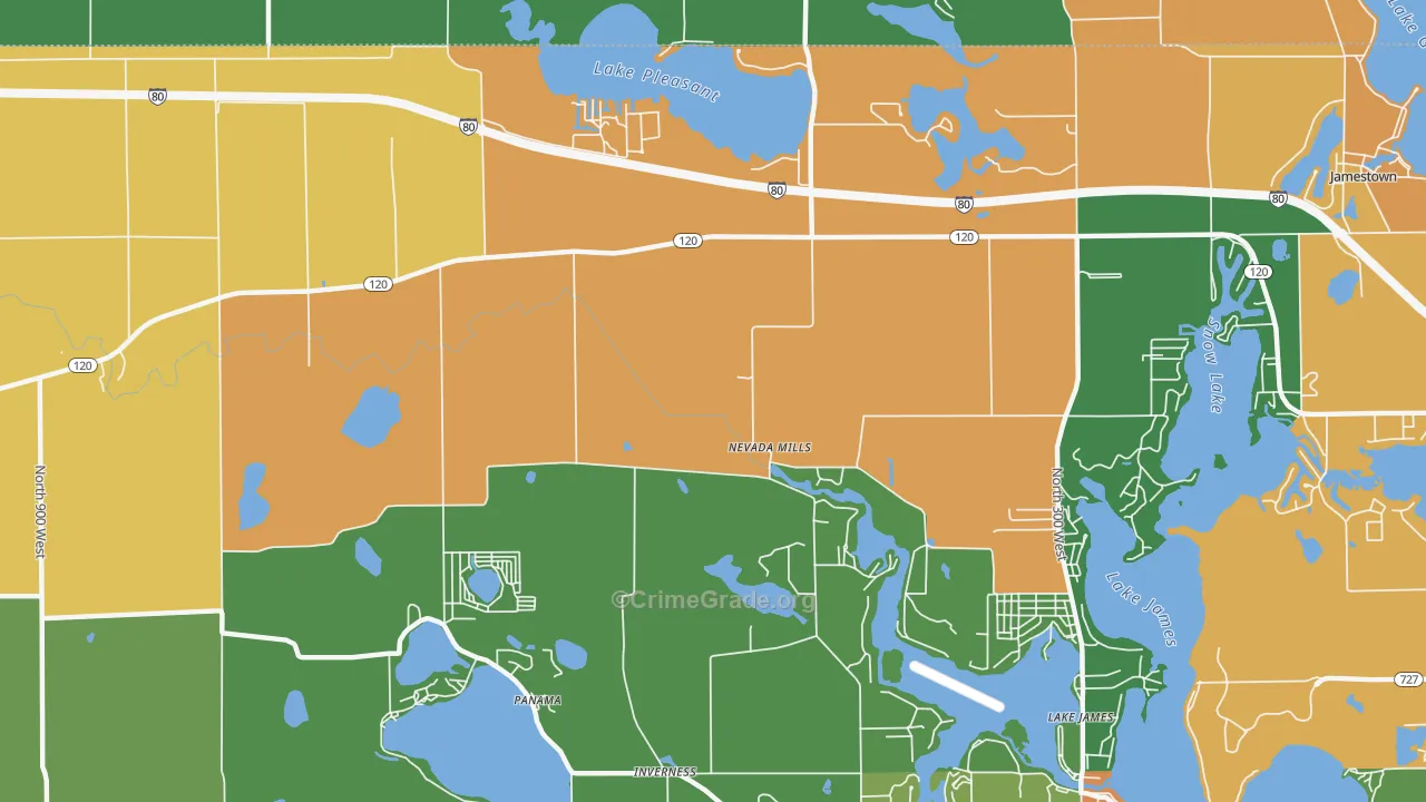 Nevada Mills, IN Map of Theft Rates