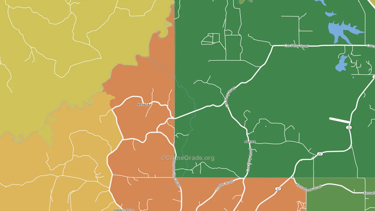Nevada, MS Map of Theft Rates