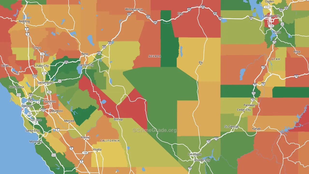 Nevada Map of Theft Rates