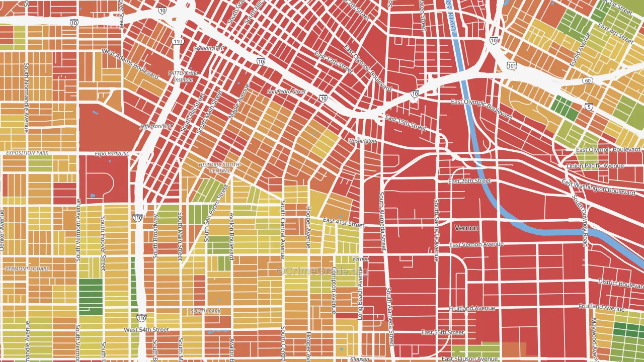 Nevin, Los Angeles, CA Map of Theft Rates
