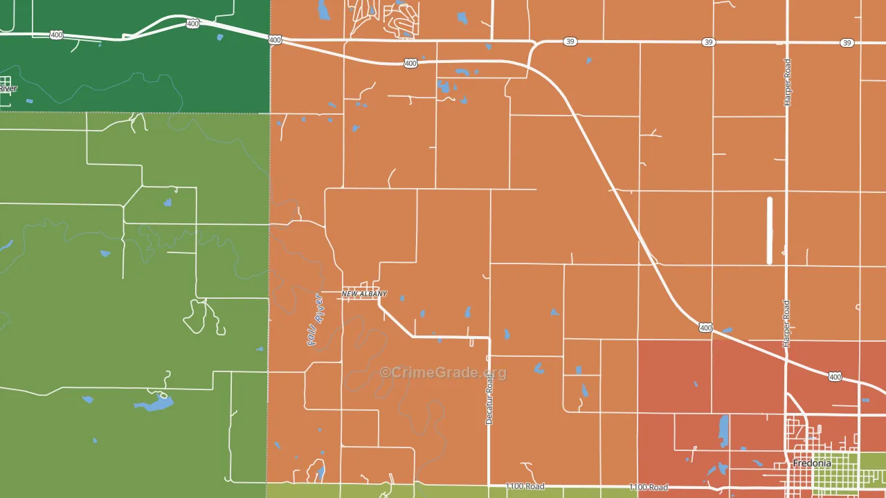 New Albany, KS Map of Theft Rates