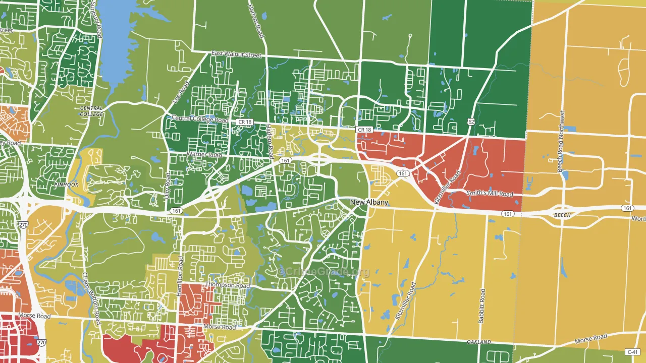 New Albany, OH Map of Theft Rates