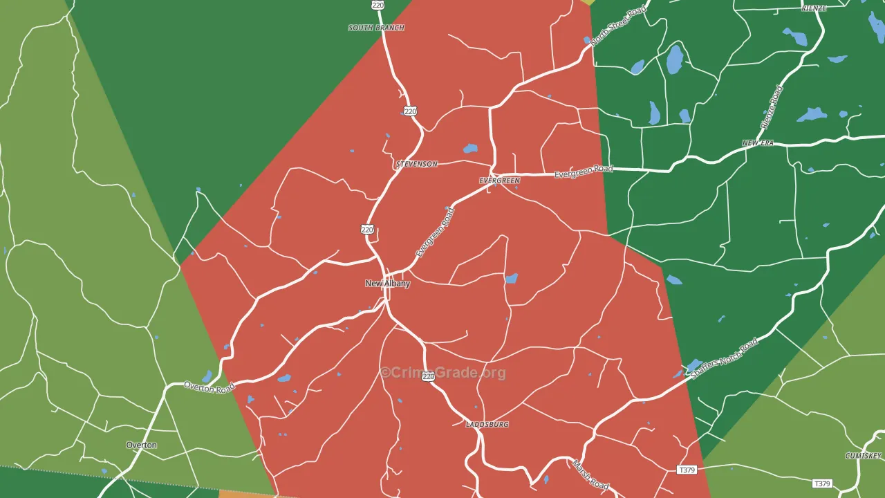 New Albany, PA Map of Theft Rates