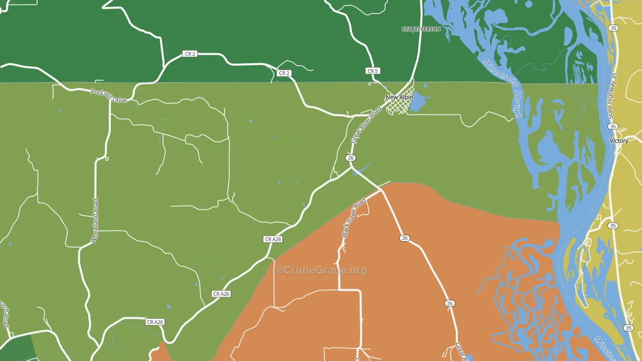 New Albin, IA Map of Theft Rates