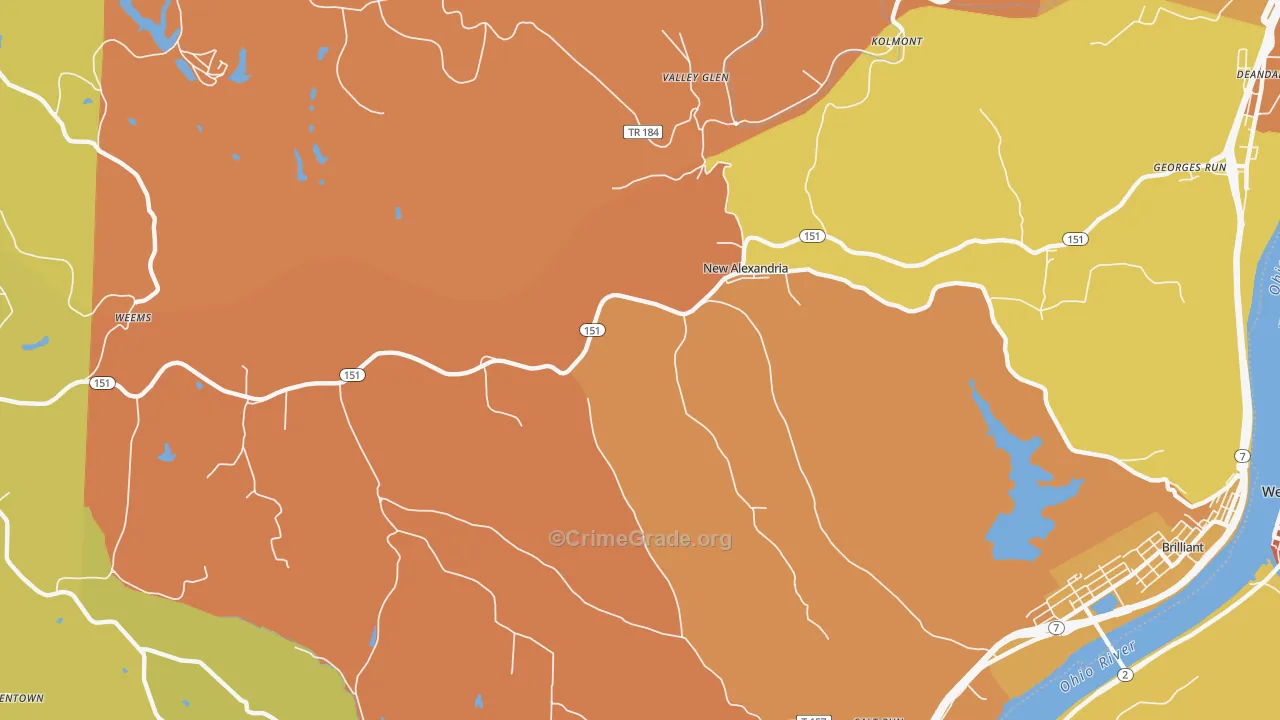 New Alexandria, OH Map of Theft Rates