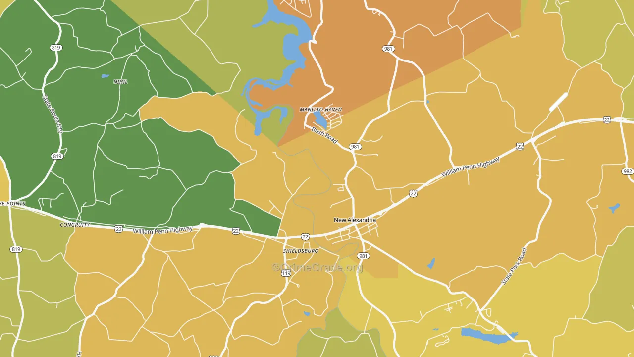 New Alexandria, PA Map of Theft Rates