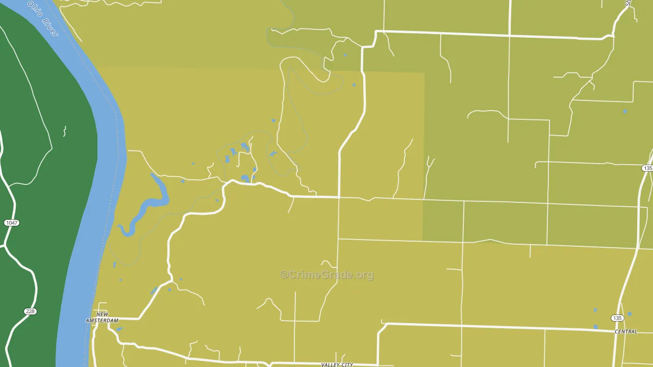New Amsterdam, IN Map of Theft Rates