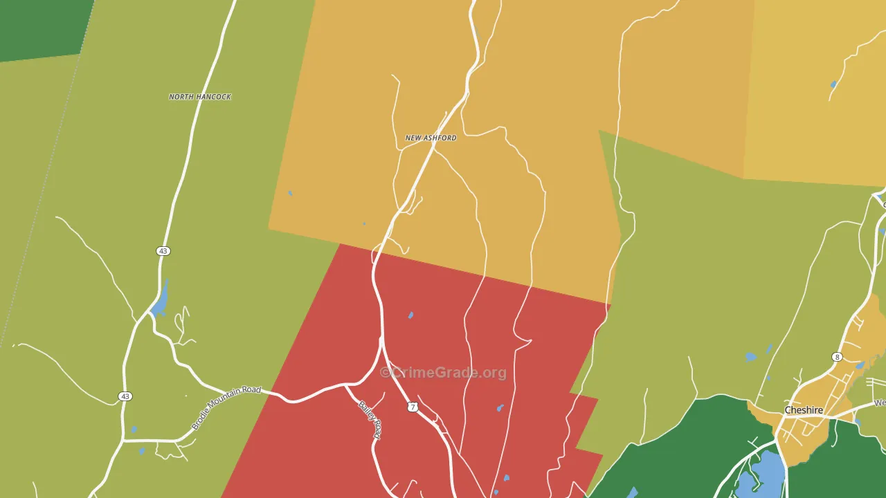 New Ashford, MA Map of Theft Rates