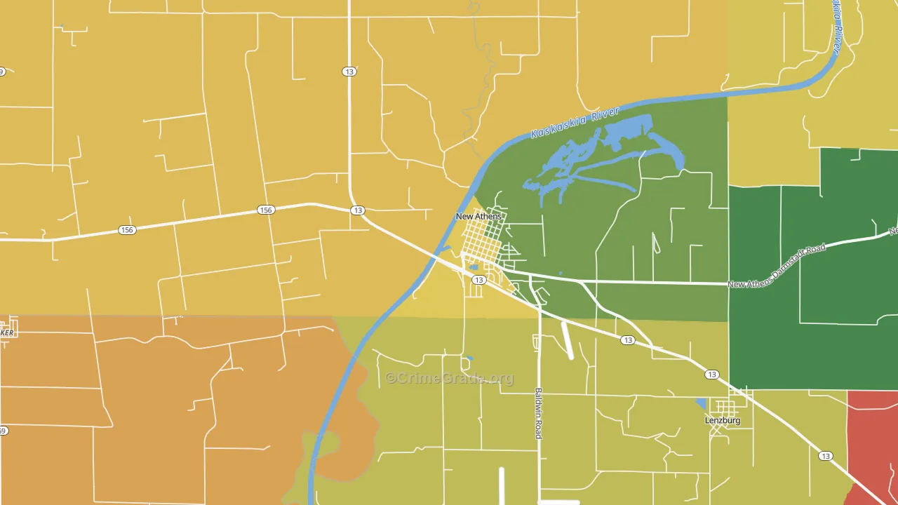 New Athens, IL Map of Theft Rates