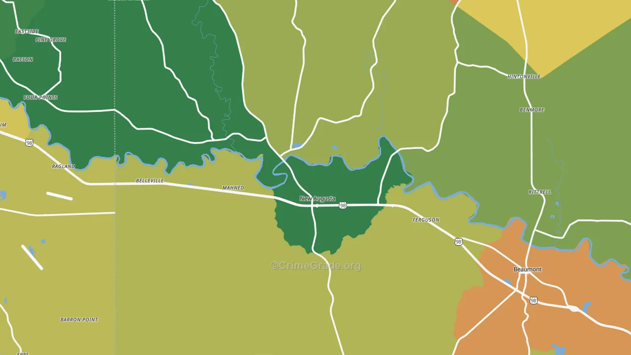 New Augusta, MS Map of Theft Rates