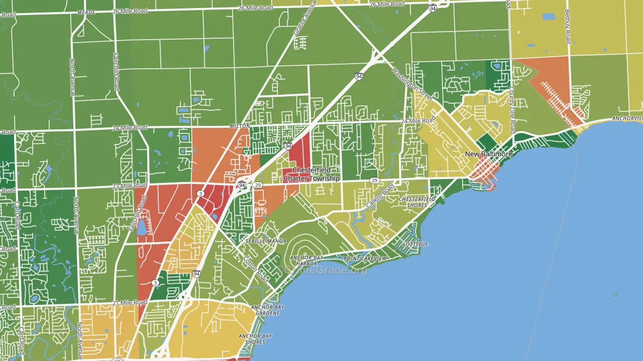 New Baltimore, MI Map of Theft Rates
