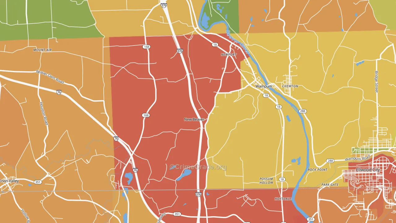 New Beaver, PA Map of Theft Rates