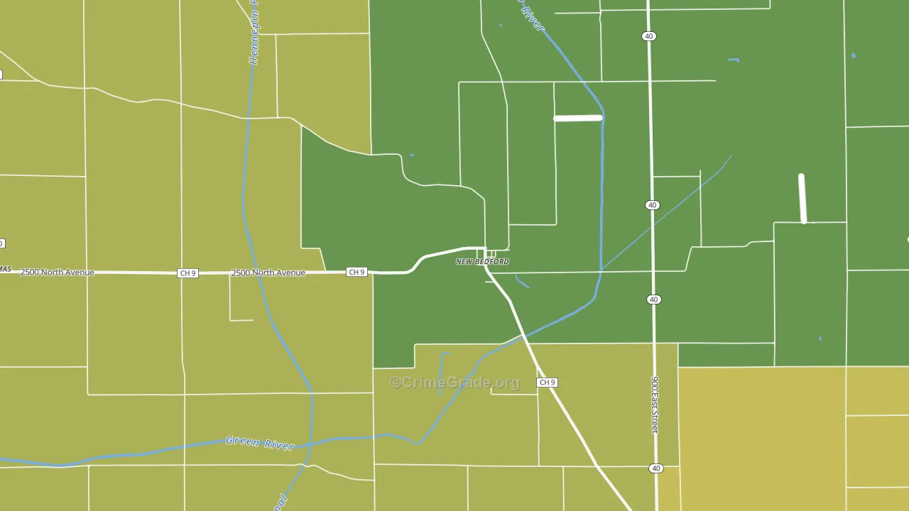 New Bedford, IL Map of Theft Rates