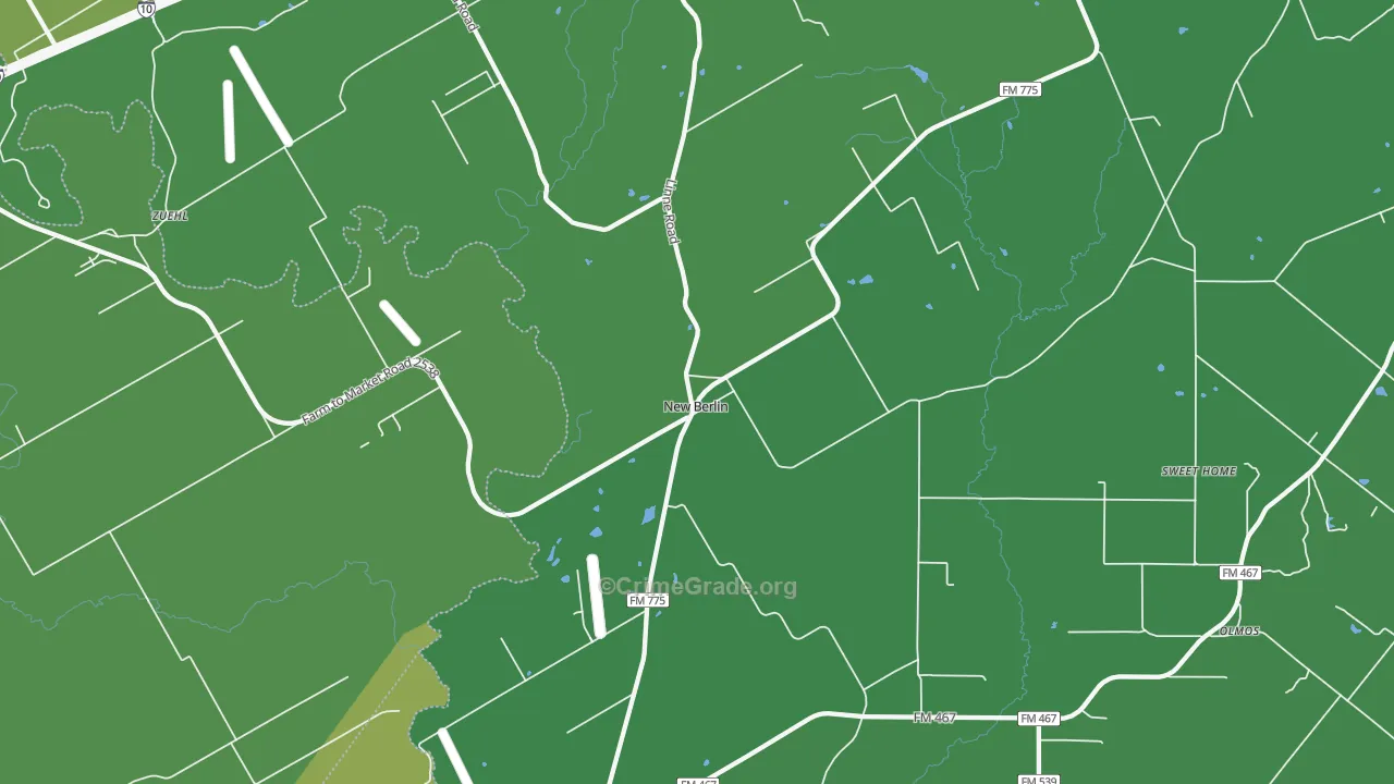 New Berlin, TX Map of Theft Rates