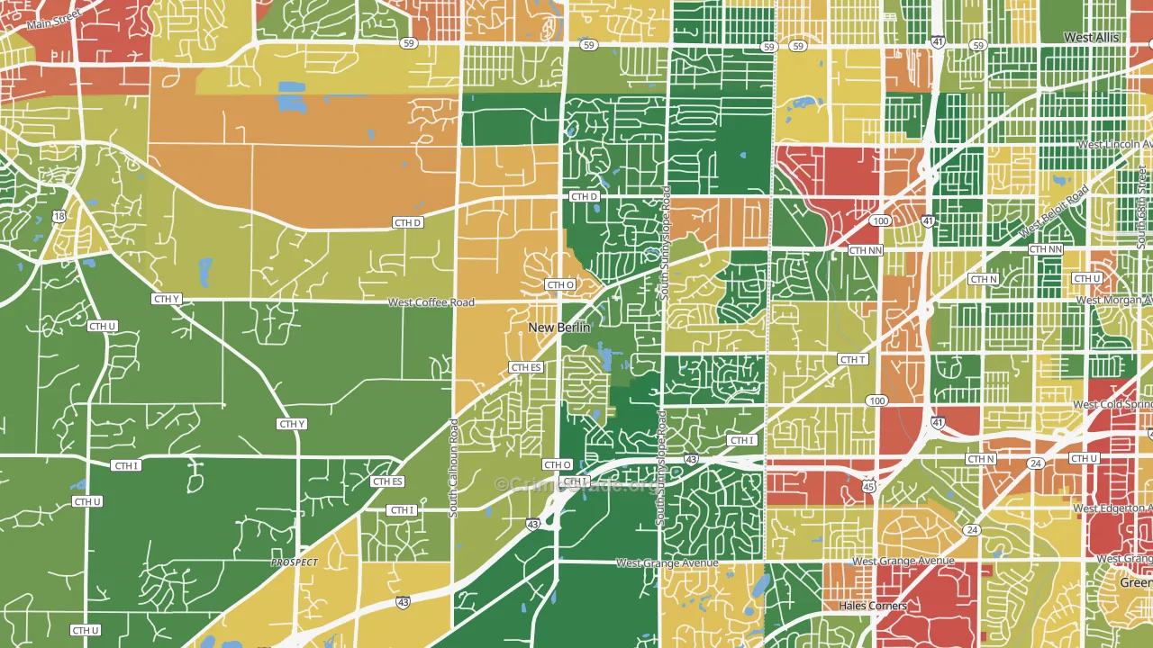 New Berlin, WI Map of Theft Rates