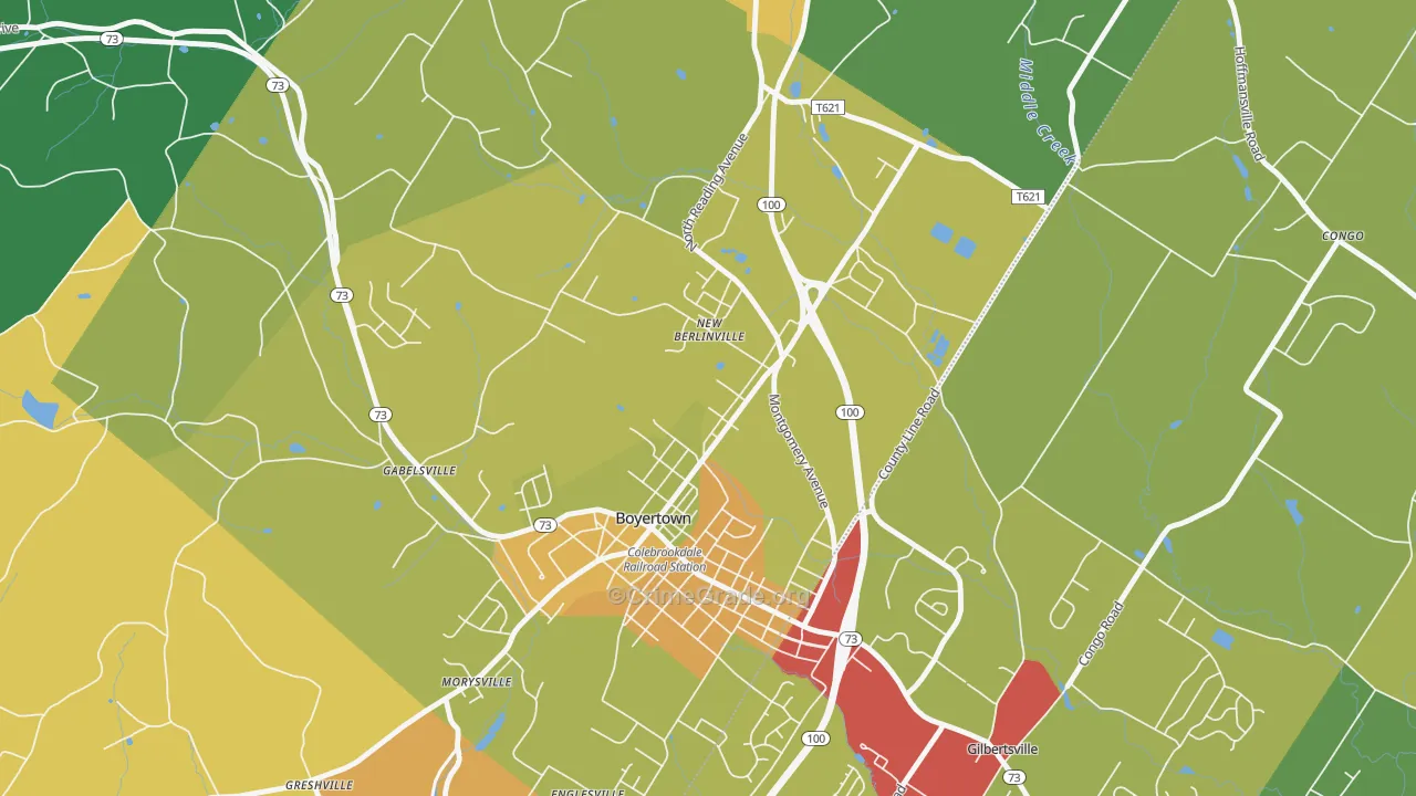 New Berlinville, PA Map of Theft Rates